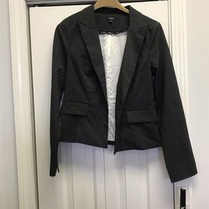 Black pinstriped suit